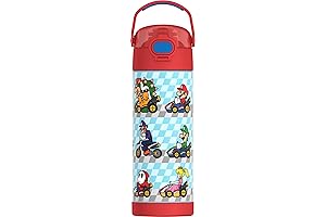 Super Mario Water Bottle for Boys: THERMOS FUNTAINER 16 Ounce