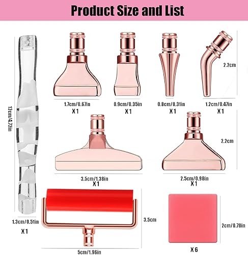 Miniatura 2 de Heyseri 15 bolígrafos de pintura de diamante con rodillo de rueda, bolígrafos de arte de diamante de acero inoxidable, puntas de metal sin aflojar,