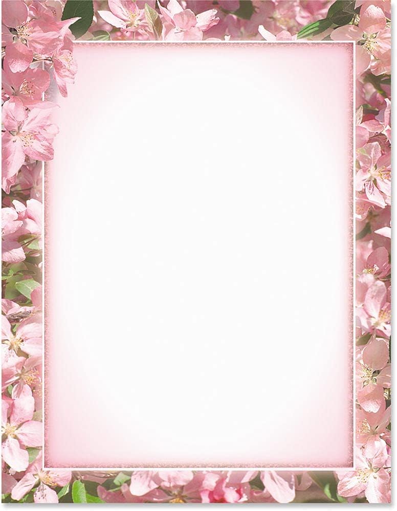 Apple Blossoms Border Papers, Set of 25, Stationery