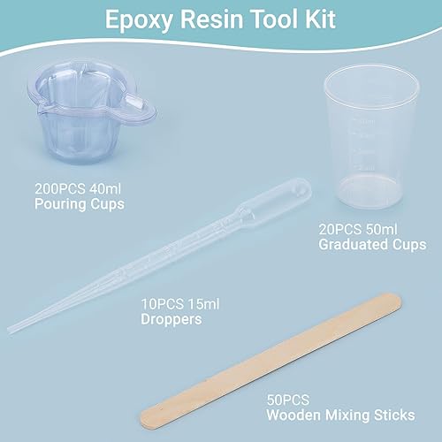 Miniatura 6 de Gartful Kit de herramientas de resina epoxi, paquete de 20 vasos graduados de plástico de 1.7 fl oz, 200 vasos medidores desechables de 1.5 fl oz,