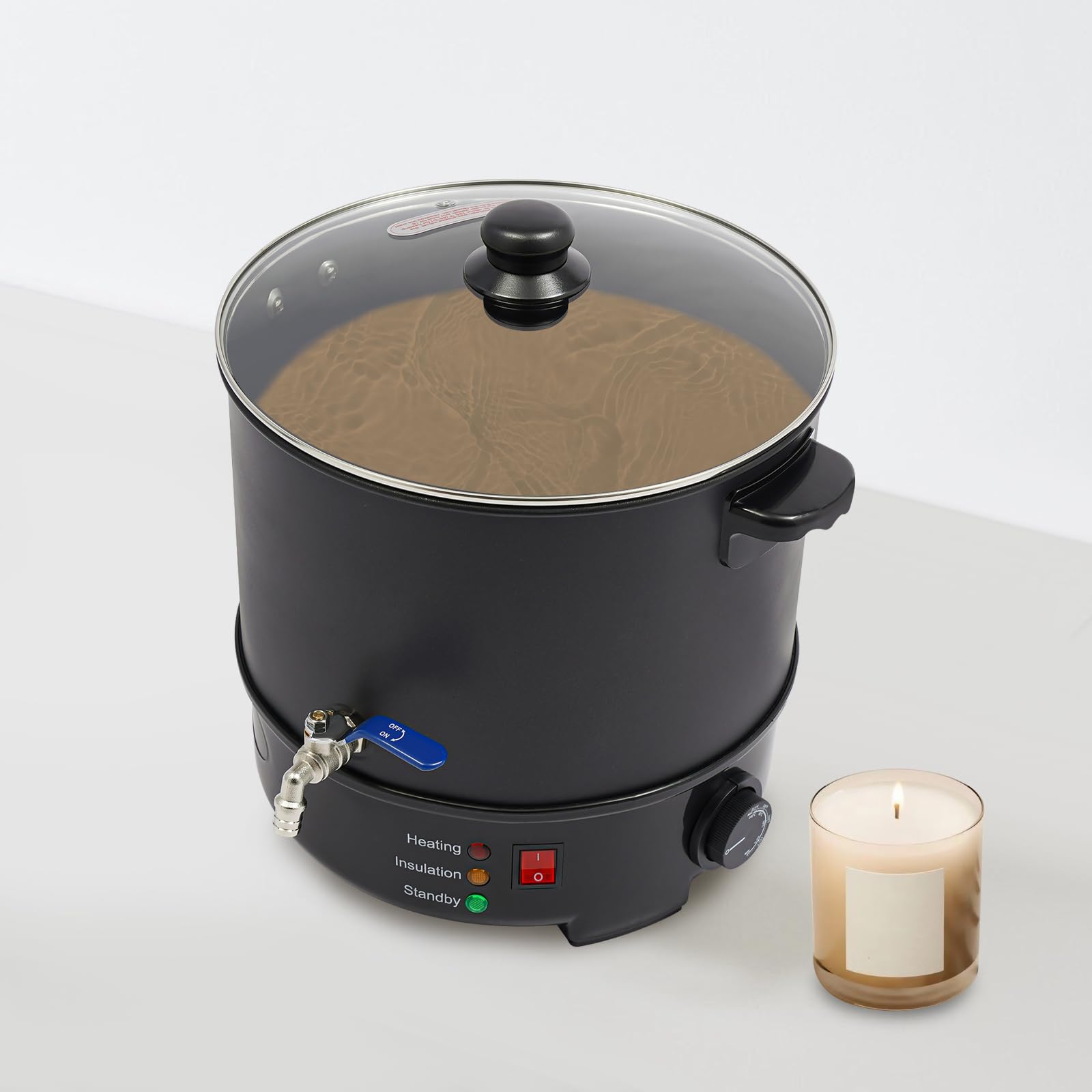 Aangeebone Elektrischer Wachskochtopf, Schmelztiegel für Kerzen, einstellbare Temperatur, 10 l, Wachserhitzer, große Kapazität, 1000 W, robust, Edelstahl, Tropfhahn, Herstellung von Kerzen, DIY, Seife
