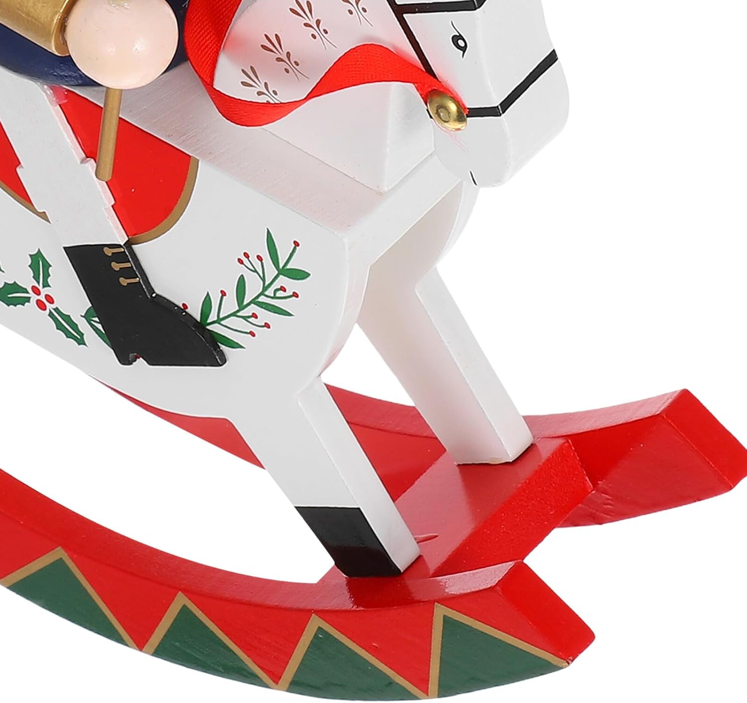 Christmas Nutcracker Figurine Wooden Rocking Horse Ornament Decorative Nutcracker Soldier for Holiday Tabletop and Shelf Décor