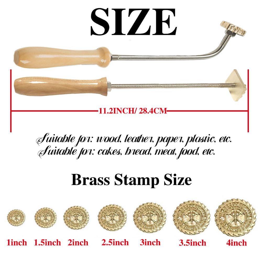 Ferro per marchio personalizzato per legno, Timbro termico con manico legno per legno,Ferro da stiro BBQ Timbro termico con manico legno per legno, pelle e prodotti da forno