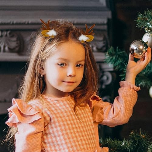 Miniatura 4 de 2 pares de pinzas de Navidad para el cabello, cuernos de reno, horquillas de Navidad, cuernos de ciervo, orejas de cocodrilo, accesorios para