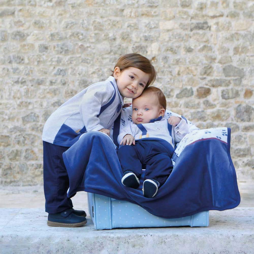 Tutina Neonato 0-3 Mesi Maschio ciniglia Salopette e Maglia Blu