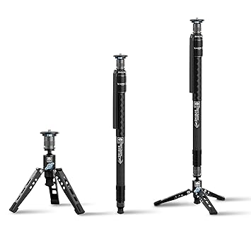SIRUI SVM-145 Rapid Monopod with Feet, 57 Professional Carbon Fiber Camera Monopod, One-Step Rapid Height Adjustment, Lightweight Travel Monopod for DSLR Camera, Modular 3 in 1, Max Load 22lbs
