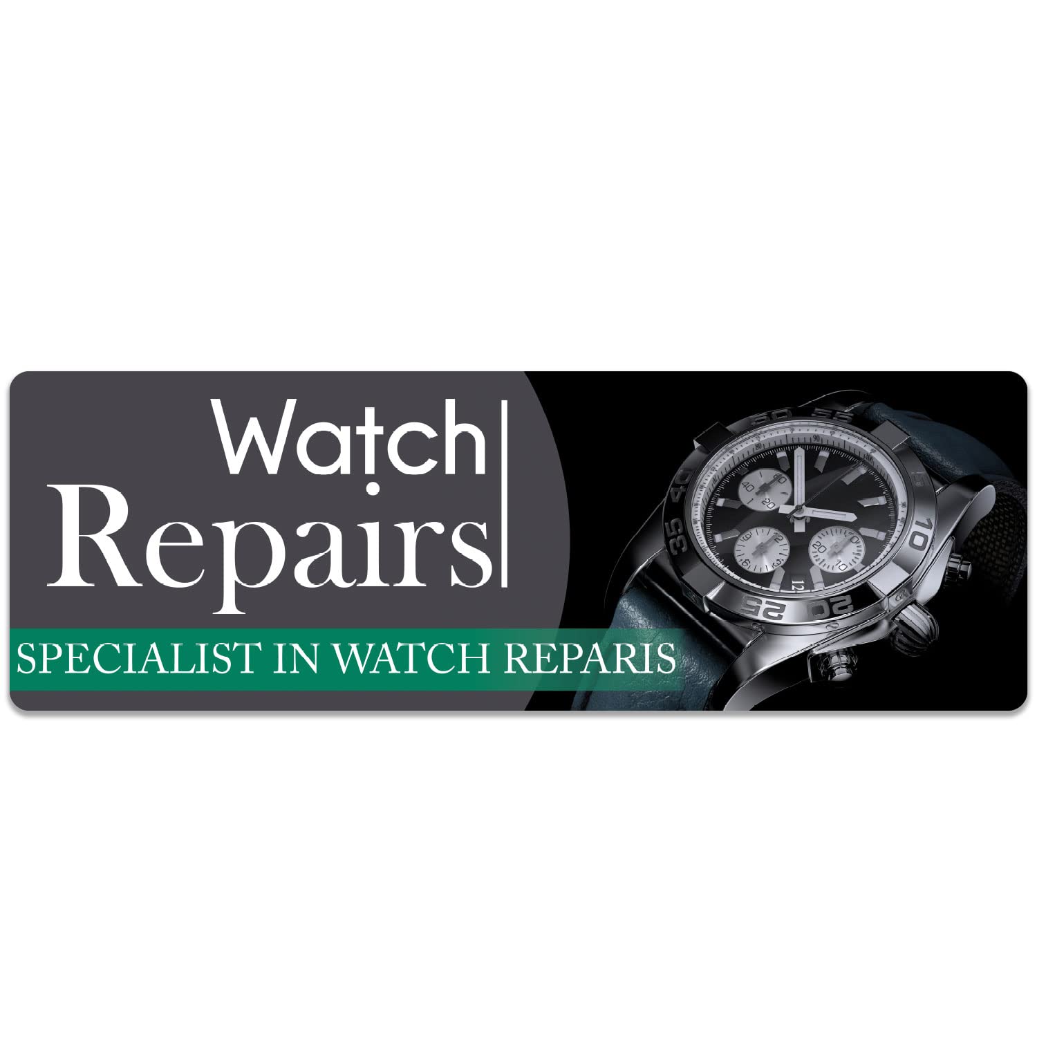 Watch Repairs Specialists Sticker Window Decal Sign Advert (X-Large - 80cm x 25cm)