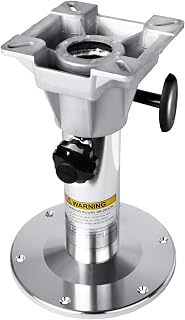 Adjustable Aluminum Boat Seat Pedestal 13-19 Inch Height, Locking Design, Silver Polished, for Fishing Boats and Marine Vessels