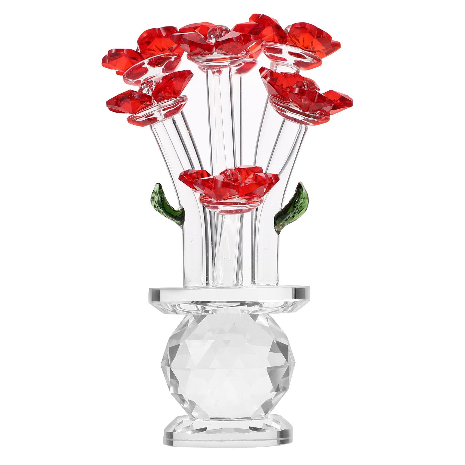 Sculpture de fleur en cristal rouge ornement de rose pour décoration intérieure