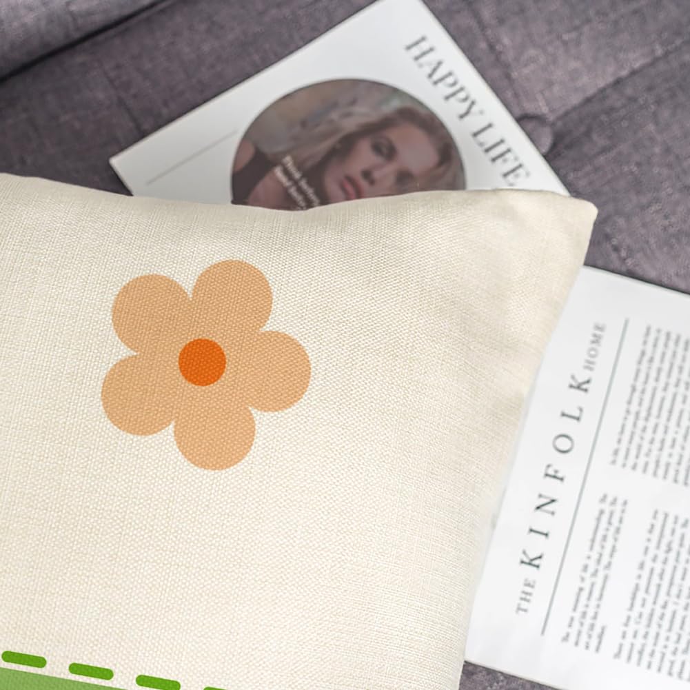 4TH Emotion Easter Pillow Covers 18x18 Set of 4, Welcome Peeps Bunny Carrots Farmhouse Decorations Spring Holiday Decor Throw Cushion Case for Home Couch TH210 4