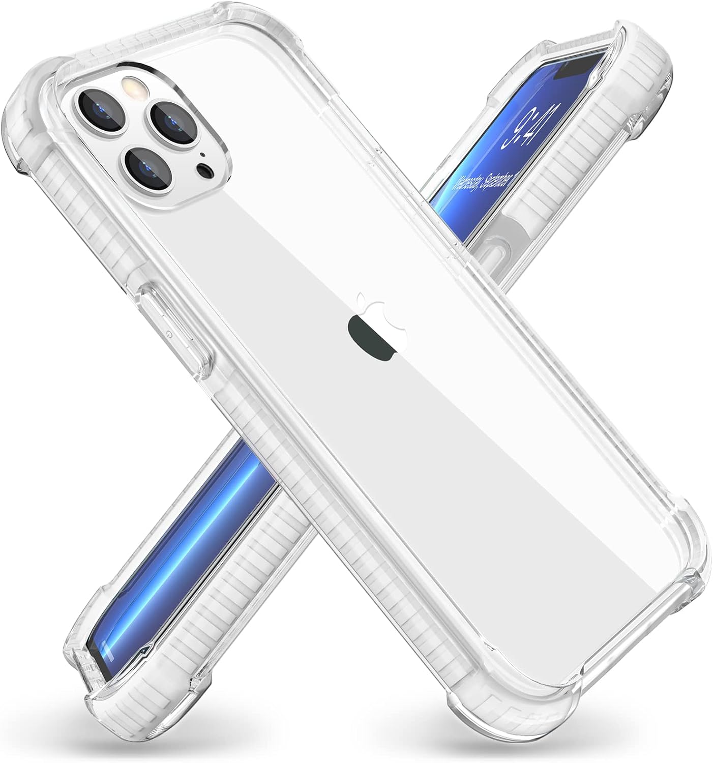 Hython Case for iPhone 13 Pro Max Case Clear, Bumper Edge Transparent Hard PC Cover, Slim Shockproof Drop Protection Reinforced Corners Full Body Protective Phone Case for Women Men, White