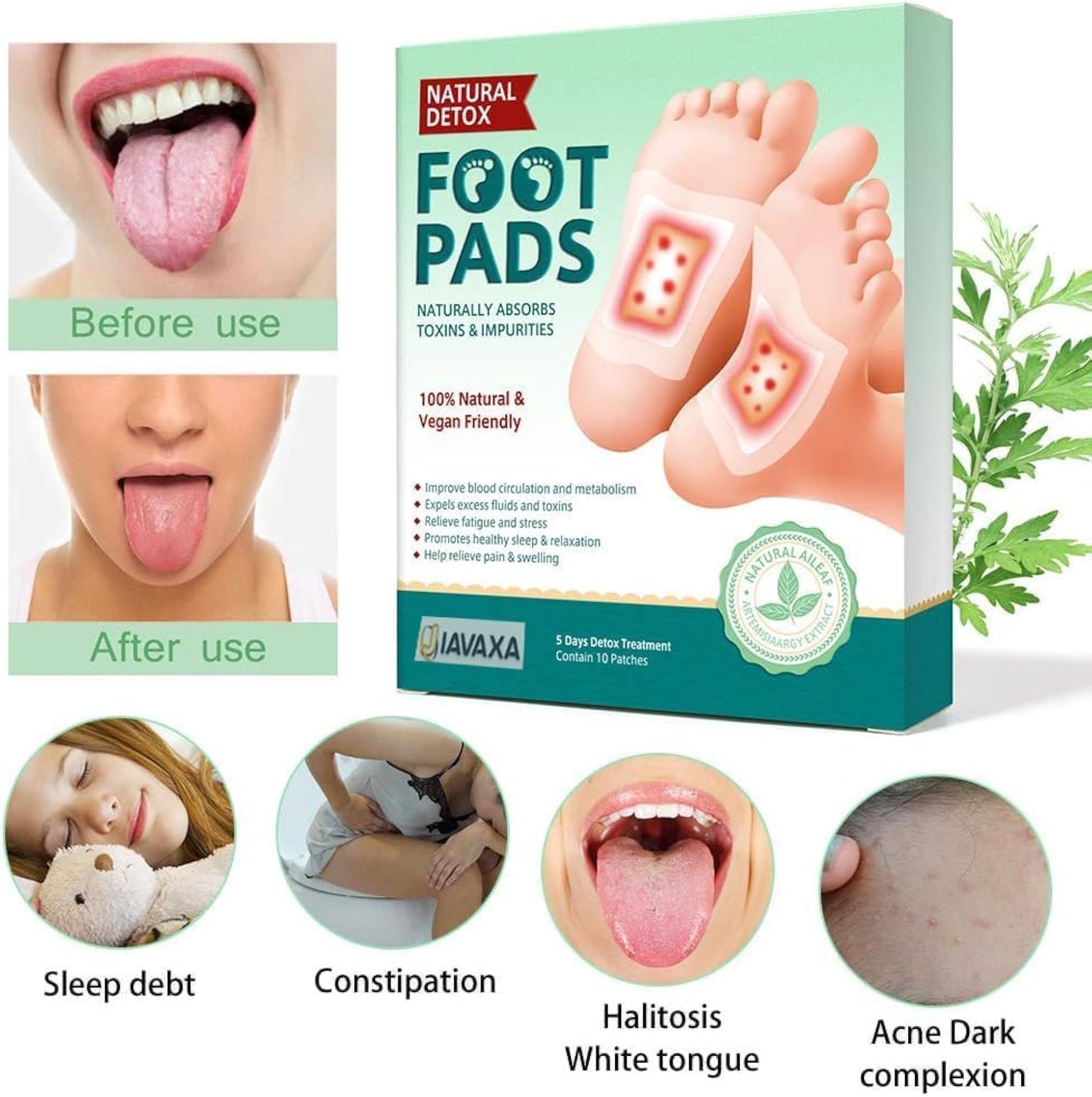 Herbal Night Use Foot Patches with Bamboo Vinegar