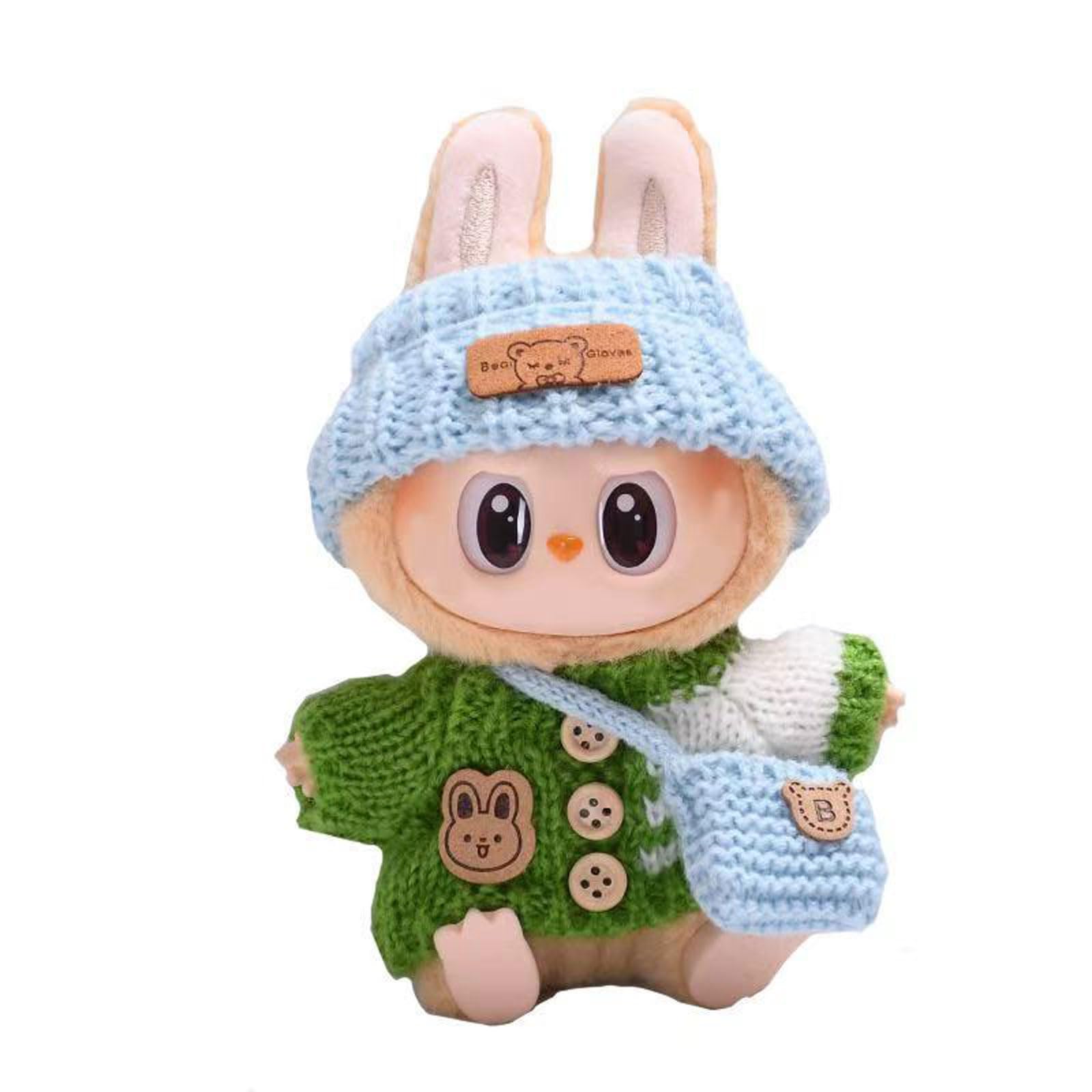 Plush Doll Clothes for Labubu 6.7 Inches Clothes Compatible with Labubu 17CM Doll Clothes Sets for Labubu Dolls Accessories for Gifts 3 Piece Suit (No Doll)