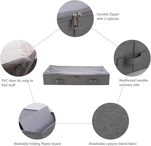 Miniatura 9 de iwill CREATE PRO Paquete de 2 cajas organizadoras de almacenamiento plegables de gran tamaño de 39.4 pulgadas con tapa, plegables y lavables, 6 asas