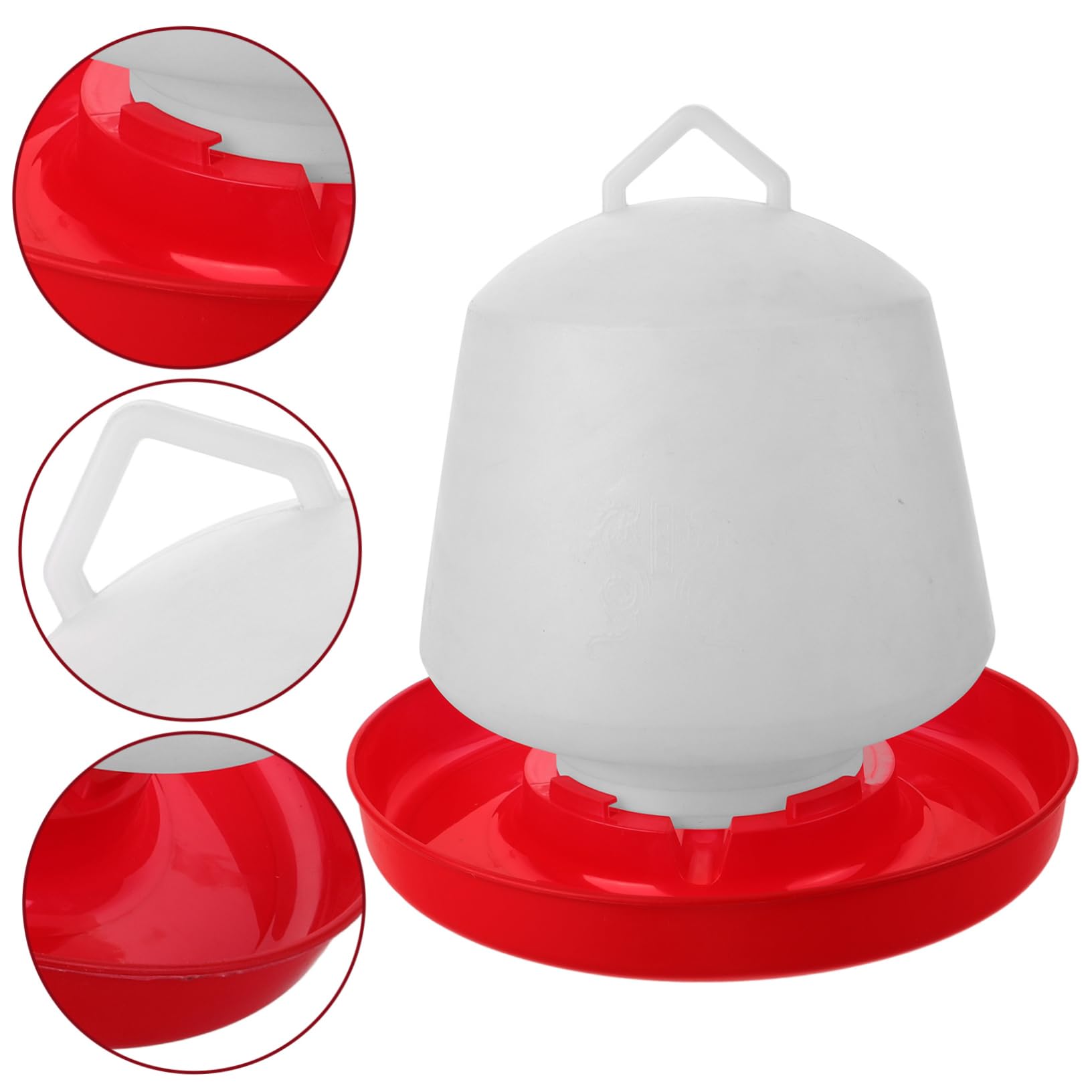 Mangiatoia per Pollame Struttura Stabile e Forte Resistenza in Plastico Bianco Design Creativo a Forma di Abbeveratoio per Uso Outdoor