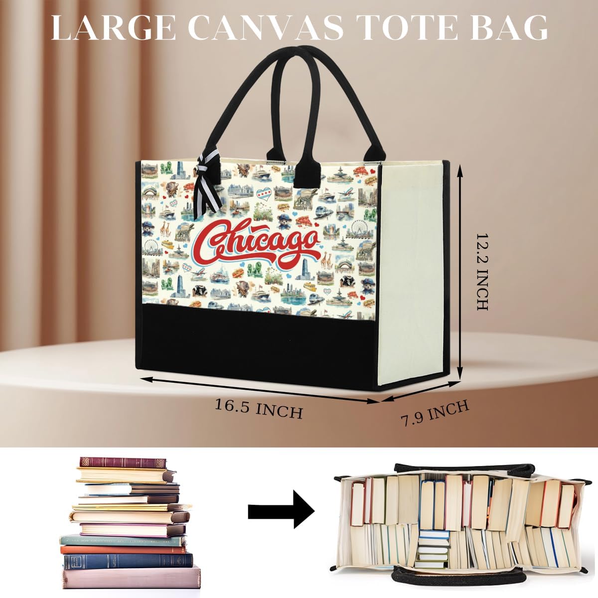 Italy Chicago New York Las Vegas Paris Gifts for Women Canvas Tote Bag - Image 5