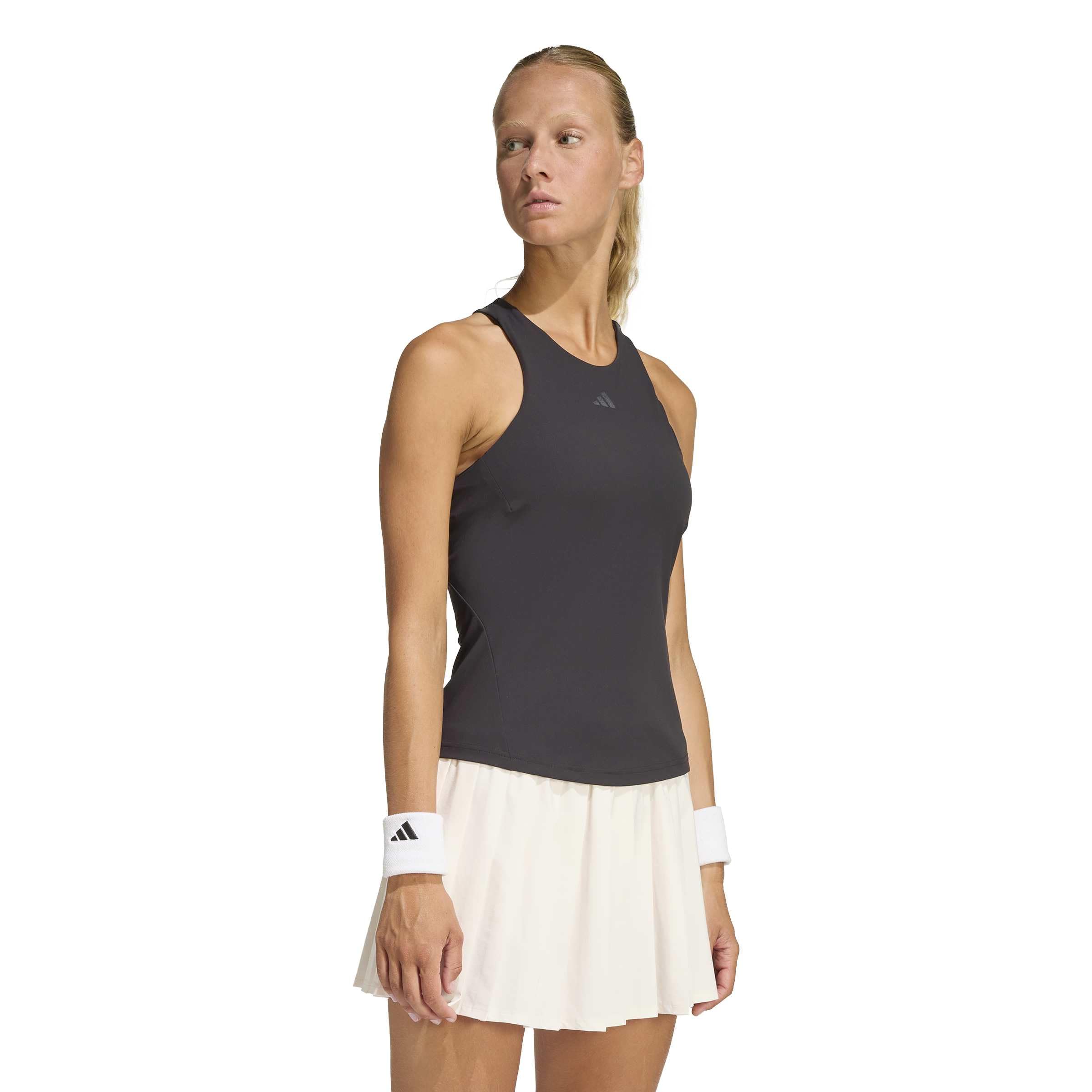 adidas Women's Tennis Climacool Y-Tank Shirt, Black/Black, XS