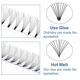 Volume Lash Extensions 10D Premade Fans Eyelash Extensions 0.07mm Thickness C/D Curl Short Stem Premade Volume Eyelash Extensions Pointed Base Fans by WENDY LASHES(10D-0.07-D, 14-20mm Mixed Tray)