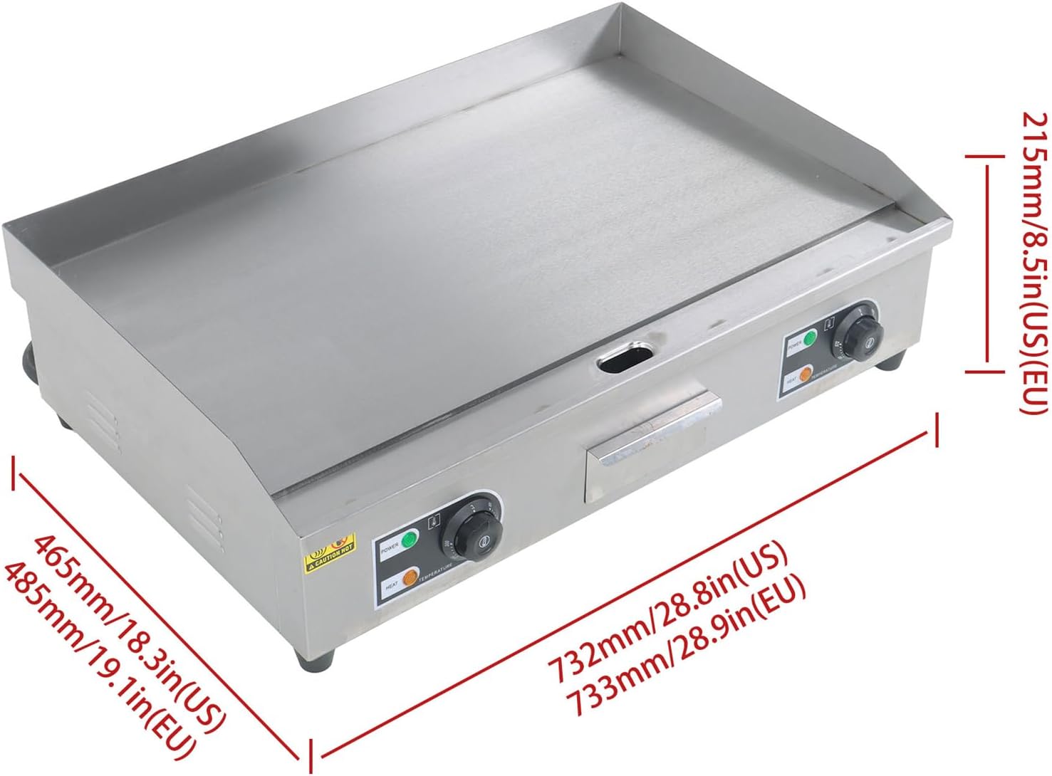 30 Inch Commercial Flat Top Grill, 3000W Commercial Teppanyaki Grill, 122℉-572℉ Adjustable Temp, Heavy Duty Commercial Teppanyaki Grill for Home or Restaurant (No Plug)