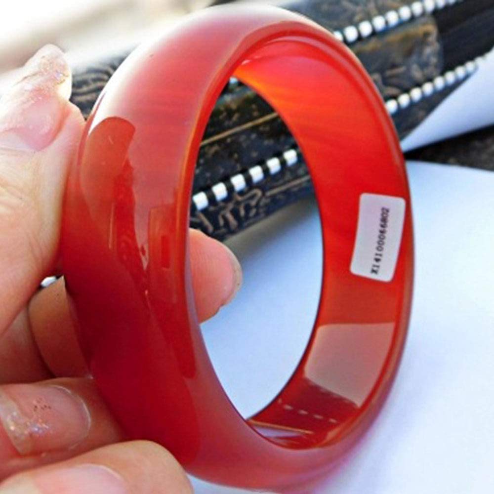 Braccialetto di Giada, Braccialetto Cinese, Braccialetti di Giada Rossa Naturale per Le Donne, Braccialetto di Giada di Agata Rossa con Scatola(60mm