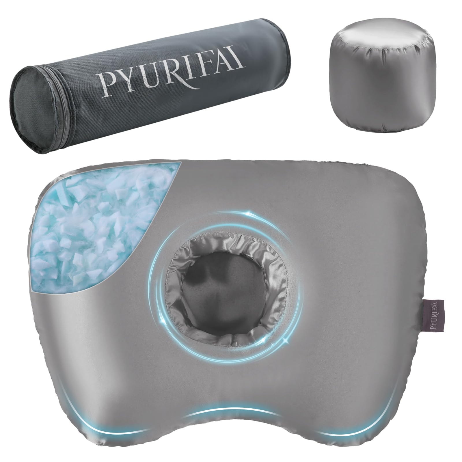 Piercing Pillow - Ear Piercing Pillow With Foam Plug, Adjust Shredded Memory Foam Picrcing Pillow For Side Sleepers, Donut Piliow For Ear With 4x4''