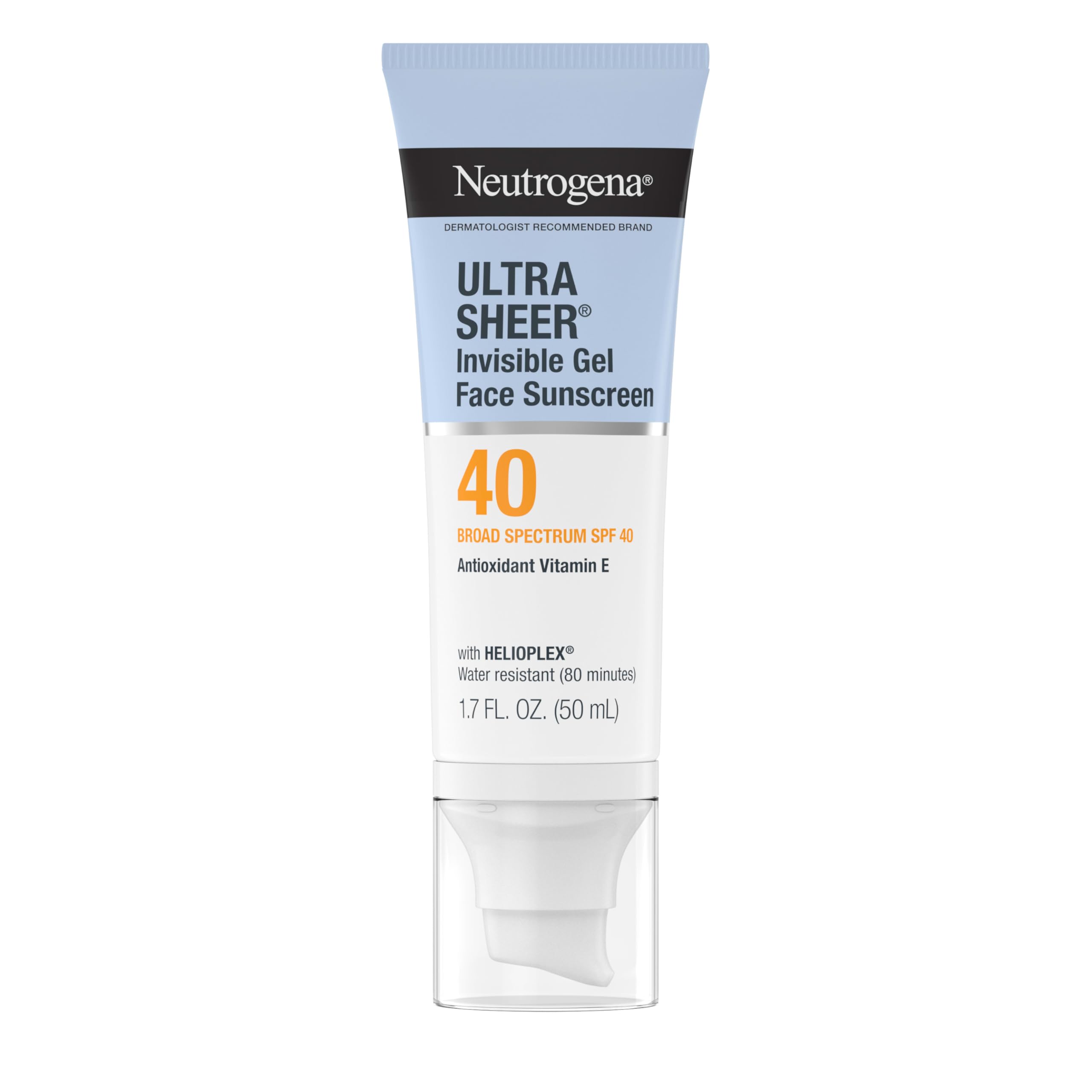 Neutrogena Ultra Sheer Invisible Gel Face Sunscreen SPF 40 Facial Sunscreen Moisturizer Vitamin E Matte Finish Makeup Primer