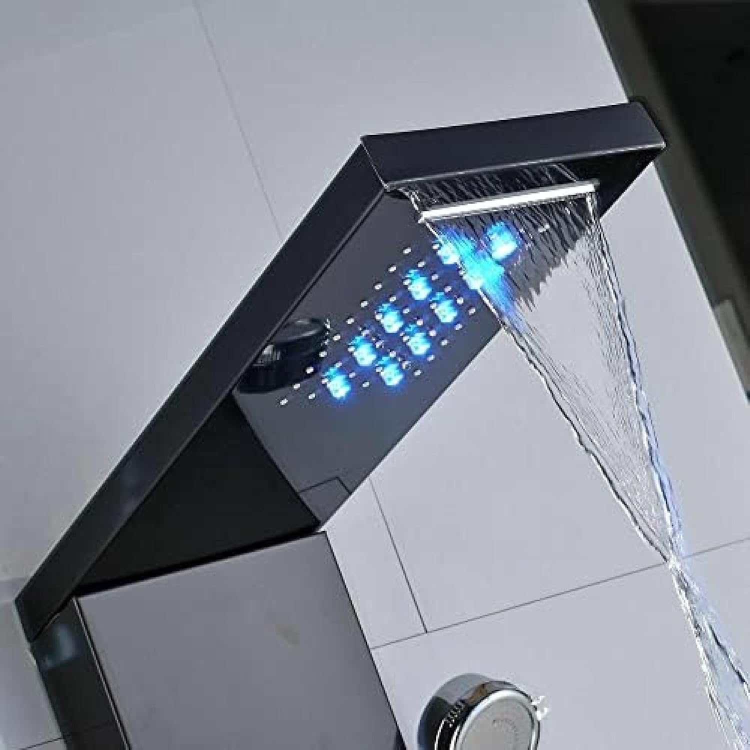 Stainless SteelShower Panel, Tower Rain, Waterfall Massage Nozzle Suit, Mixer Shower Column-Black 9001,Black 8009