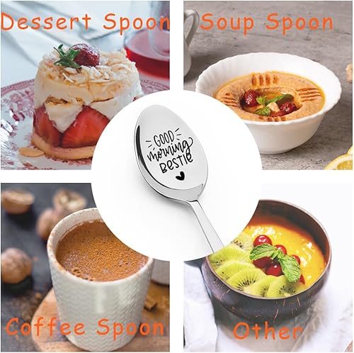 Miniatura 4 de Regalos para mejores amigas, para mujeres, niñas, buenos días, para mejores amigos, cucharas para amantes del café, té, mejores amigos, Navidad,