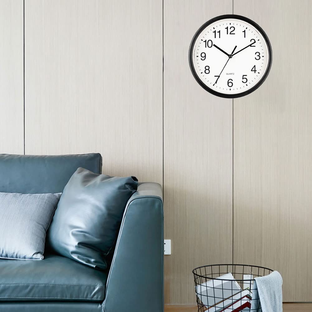 6 Inch Silent Wall Clocks Battery Operated, Non-Ticking Modern Round Clock for Bedroom, Small Wall Clock, Ideal for Home Office Kitchen School, Easy to Read (Color : Black)