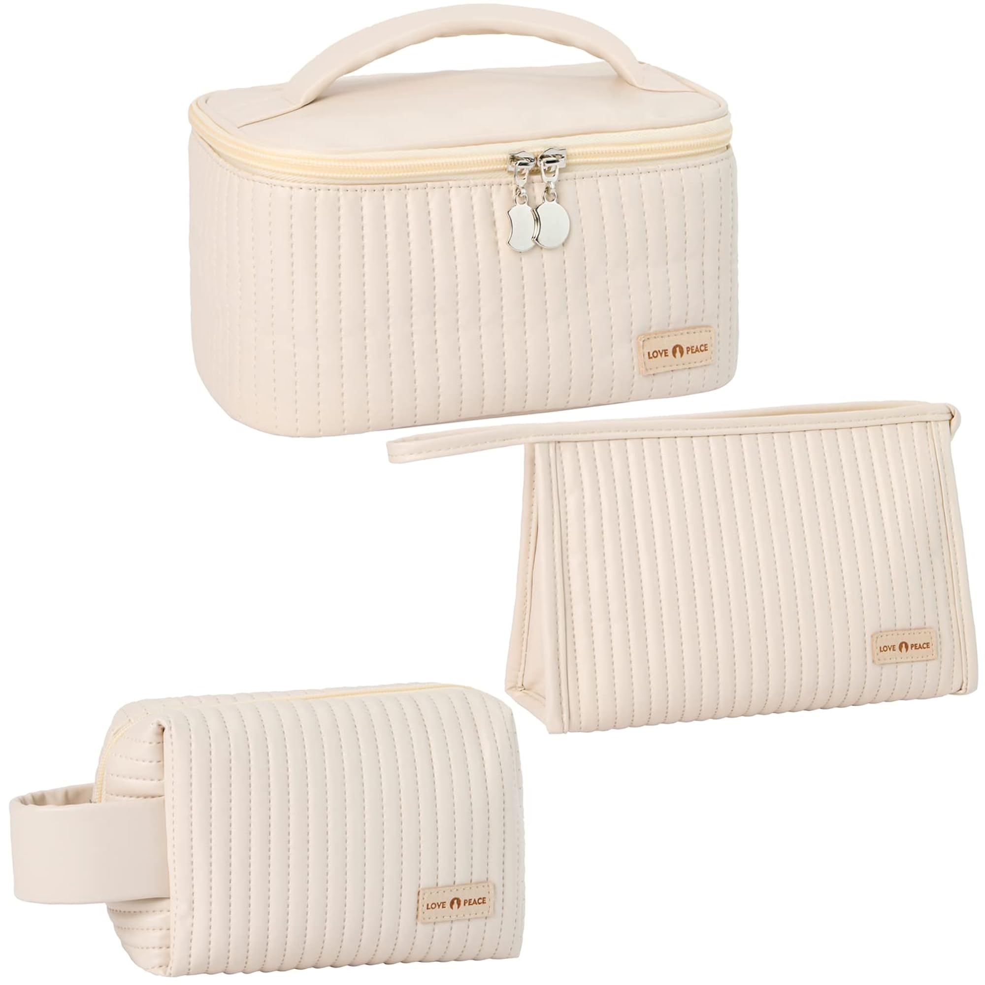 3pc PU Leather Makeup Bag Set for Travel and Beauty