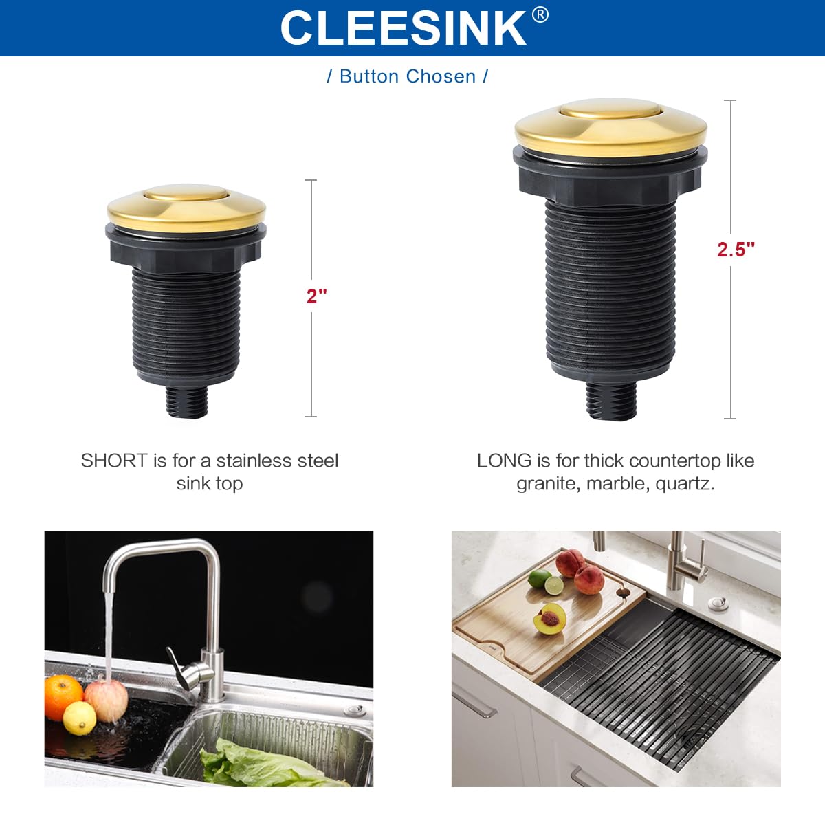 CLEESINK Garbage Disposal Air Switch Kit, Sink Top Waste