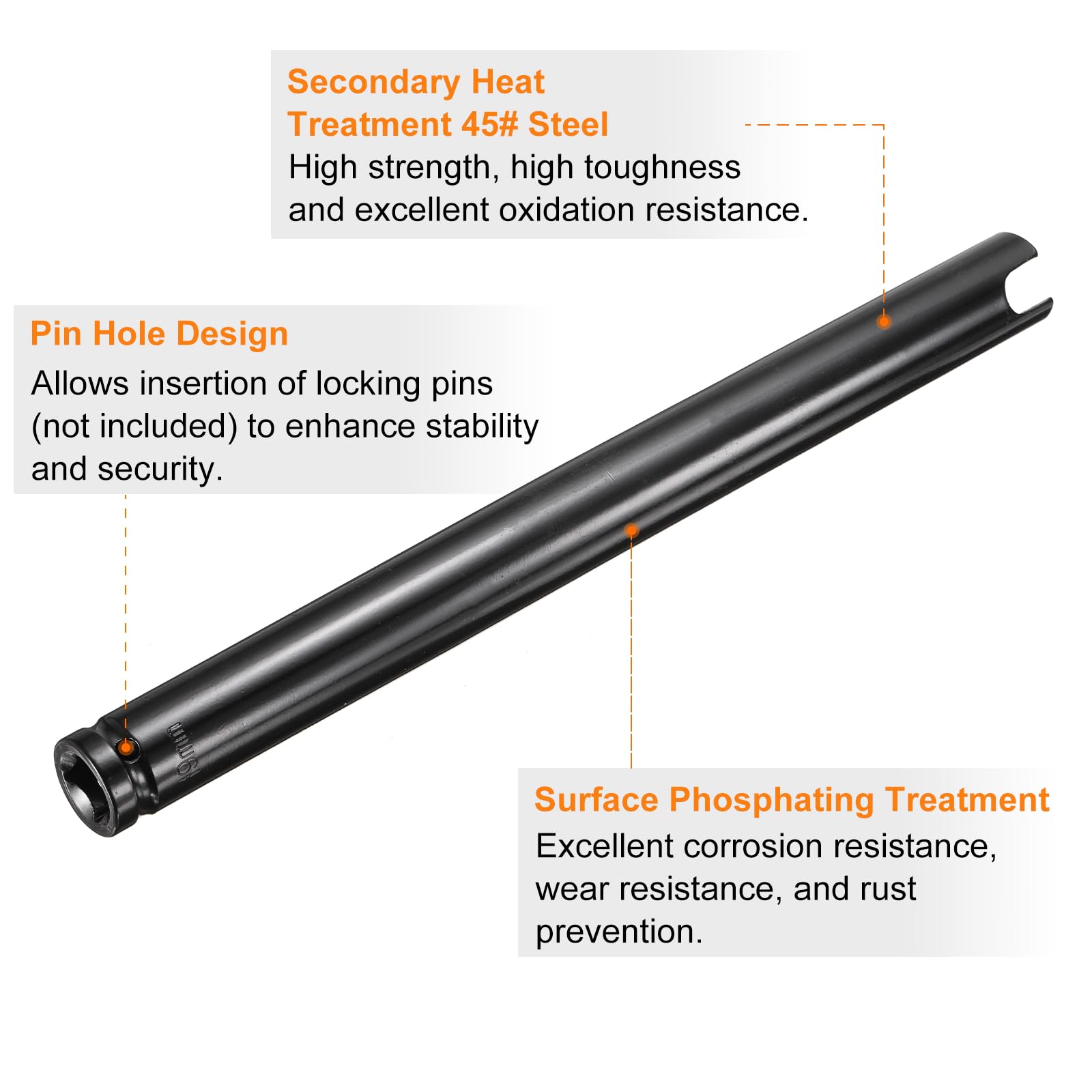 QUARKZMAN 3 Pezzi 6-Point Slotted Deep Impact Socket Attacco 1/2" 19mm Socket Metrico (12") 300mm Extra Lungo Acciaio 45# Trattato Termicamente Nero