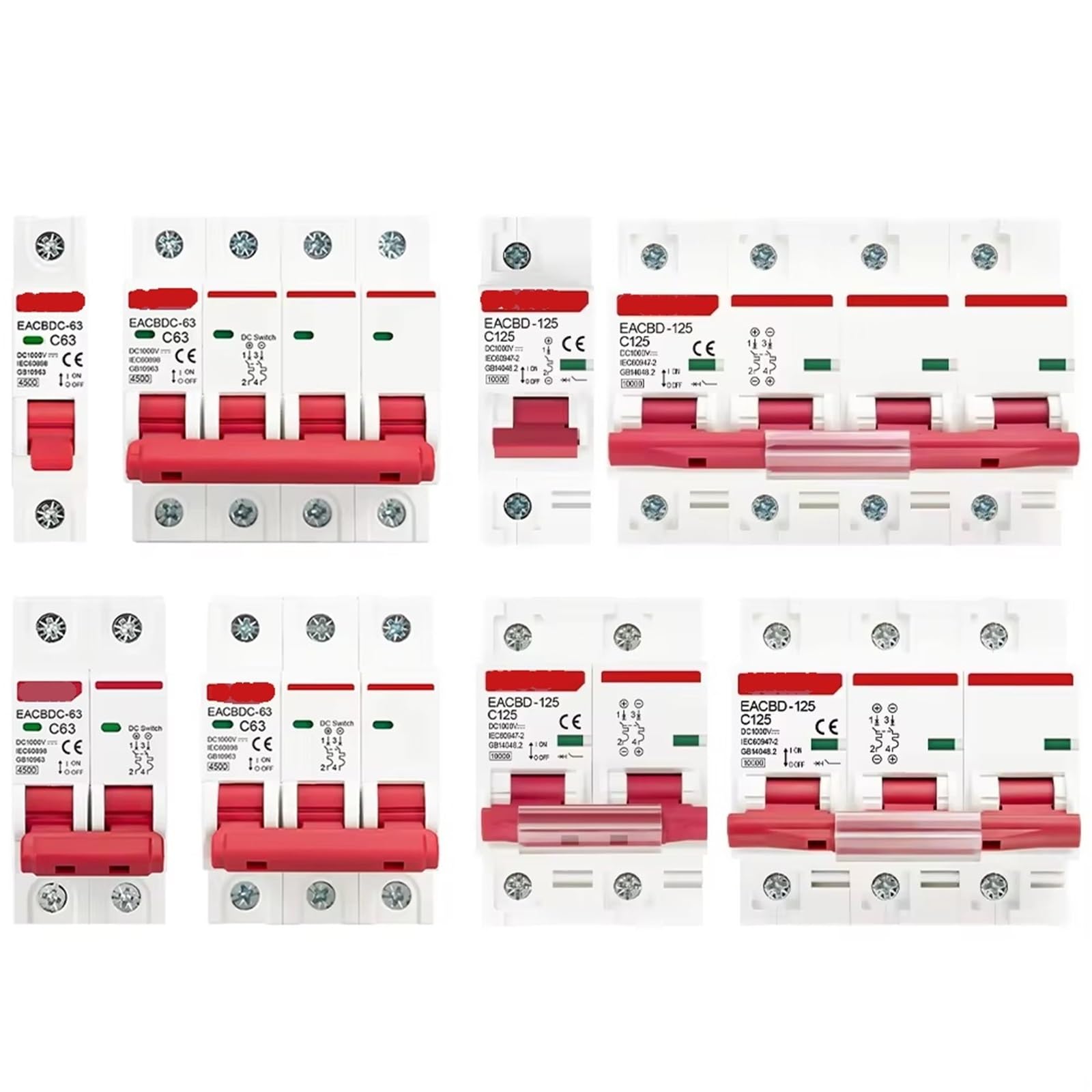 Disjoncteur solaire 4P 25A DC 1000V interrupteur de protection photovoltaïque