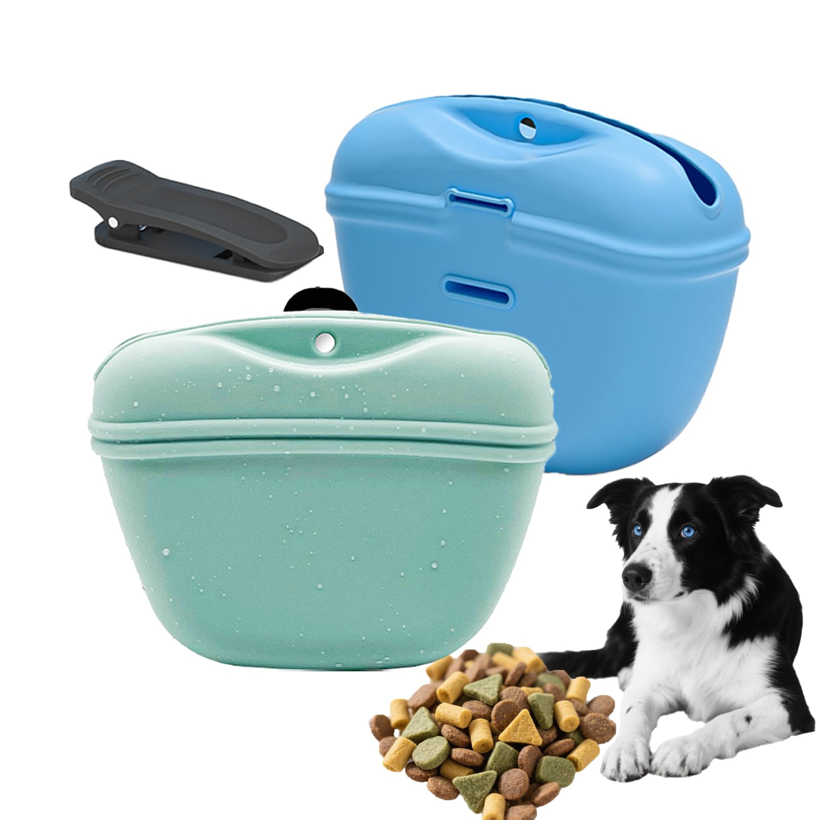 Bangp Silicone Dog Treat Pouch, Lightweight Pet Treat Pouches, Portable Puppy Snack Bag with Waist Clip Convenient Wearing