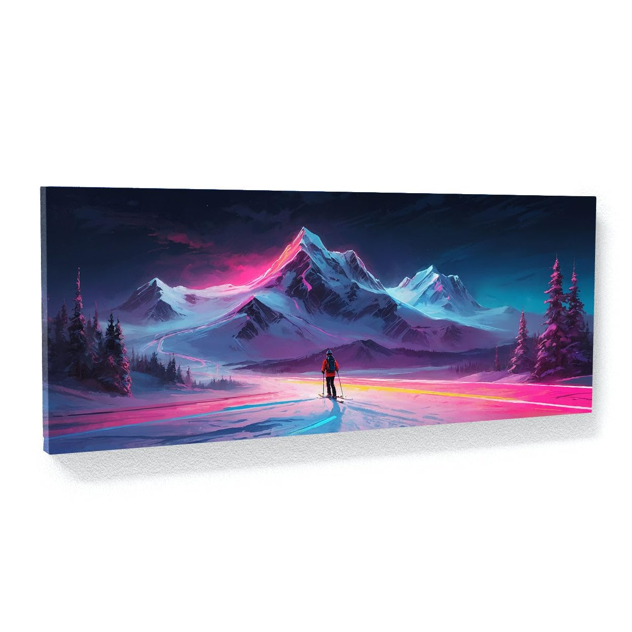 Sense Canvas Skier Electric Alpine Glide 101 - Stampa artistica da parete su tela, misura XL, 60 x 24 / 3,8 cm