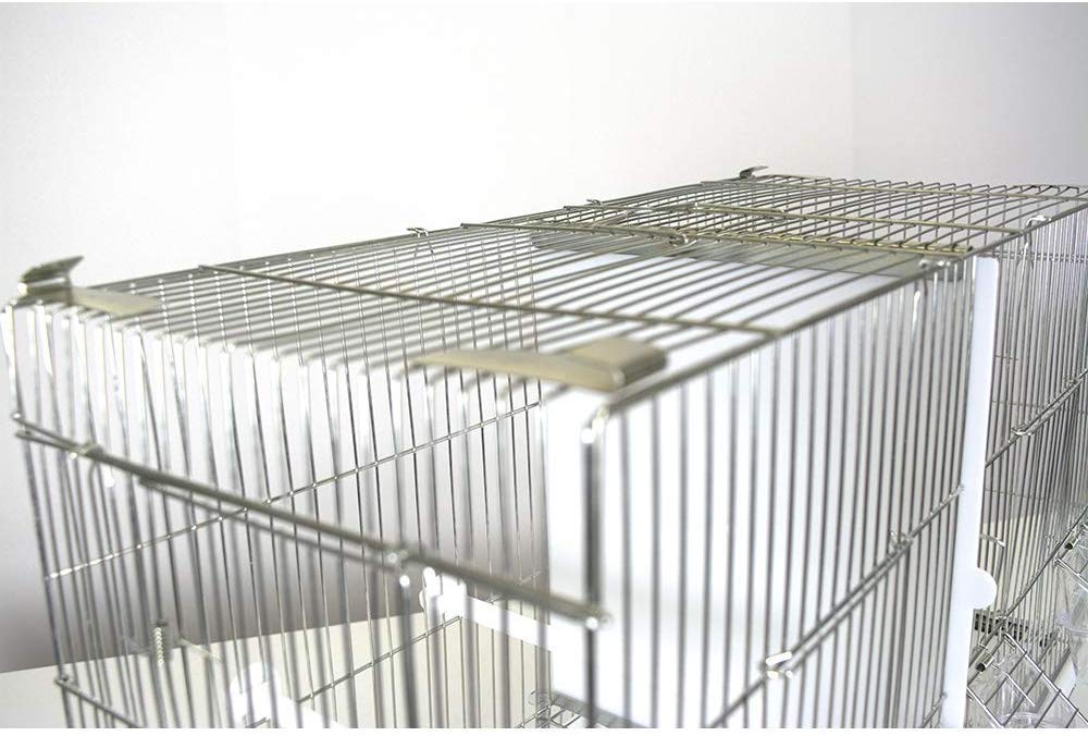 Pet's Solution - Gabbia Cova per Uccelli, Ideale per Allevamento e Predisposizione Modulare Verticale, con Divisori, Griglia e Vassoio Estraibili, Posatoi e Mangiatoie - Zincata