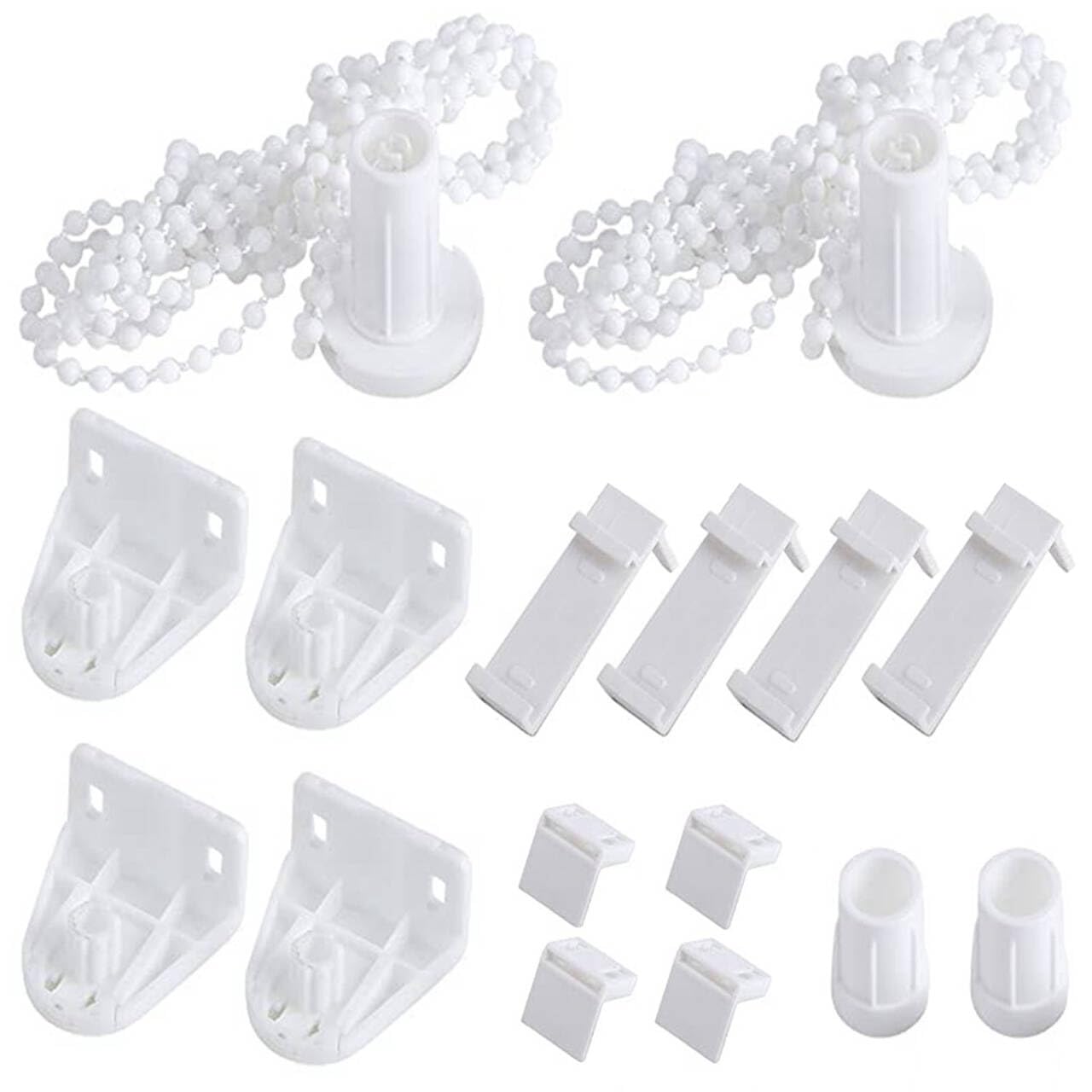 Zestaw 2 rolet, uchwyt do okien, części zamienne, roleta Klemmfix 17 mm, bez wiercenia, roleta podwójna, mocowanie zaciskowe, mocowanie do rolety zaciemniającej, z cięgnem