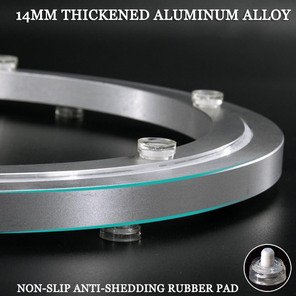 Cuscinetti Giradischi Cuscinetto per Giradischi Girevole Silenzioso Lega Alluminio Resistente per Rotondo Tavolo, Carico Massimo 400kg,Argento,14in/35cm