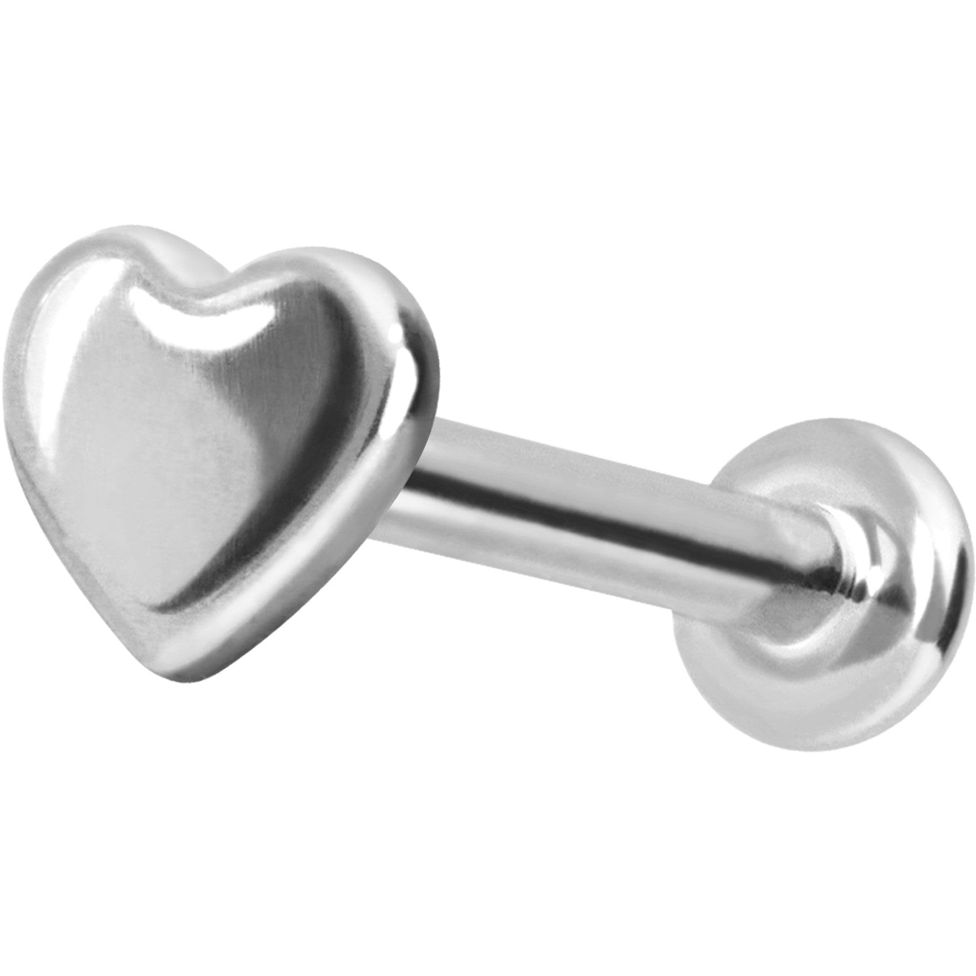 PIERCINGLINE Piercing Stecker 14 Gold Labret mit Push Fit HERZ 585er Gold - Roségoldfarben, Goldfarben, Silberfarben