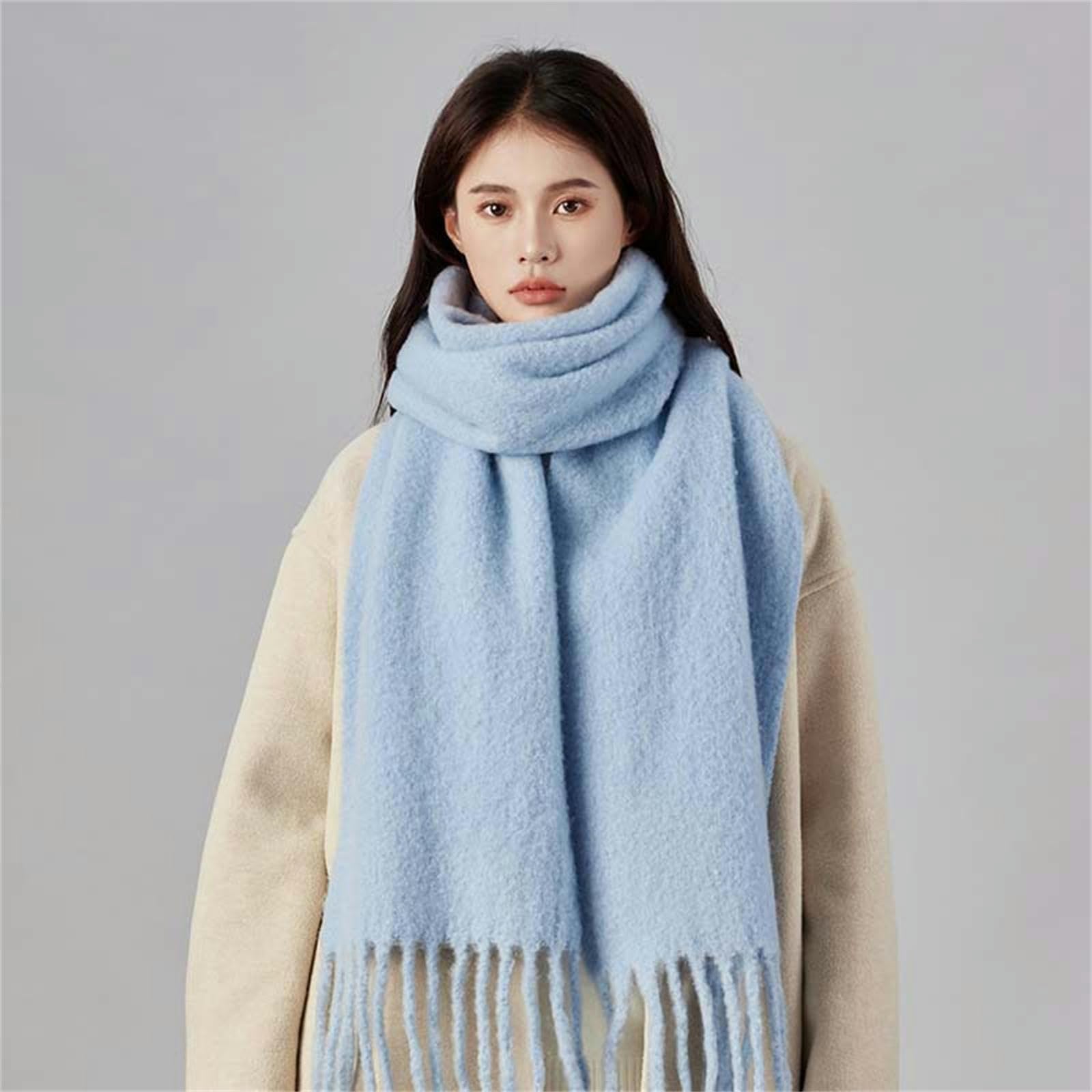 JOASIS Schal Für Damen Herbst Winter Damen Mischschal High-end Einfach Vielseitiger Tassel-schal Dicker Nackenschal-gelb-210 * 30 cm