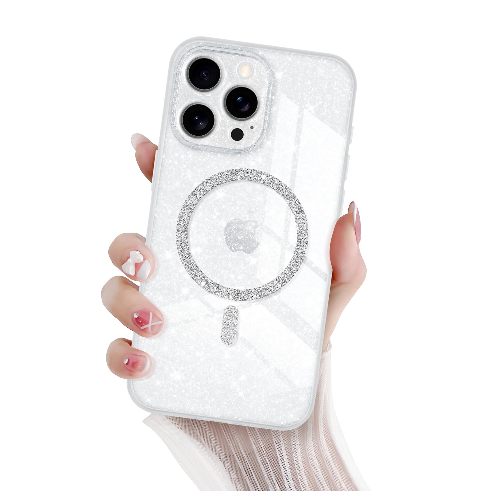 Newseego Glitzer Hülle Für IPhone 15 Pro – MagSafe Kompatibel, Transparent, Stoßfest