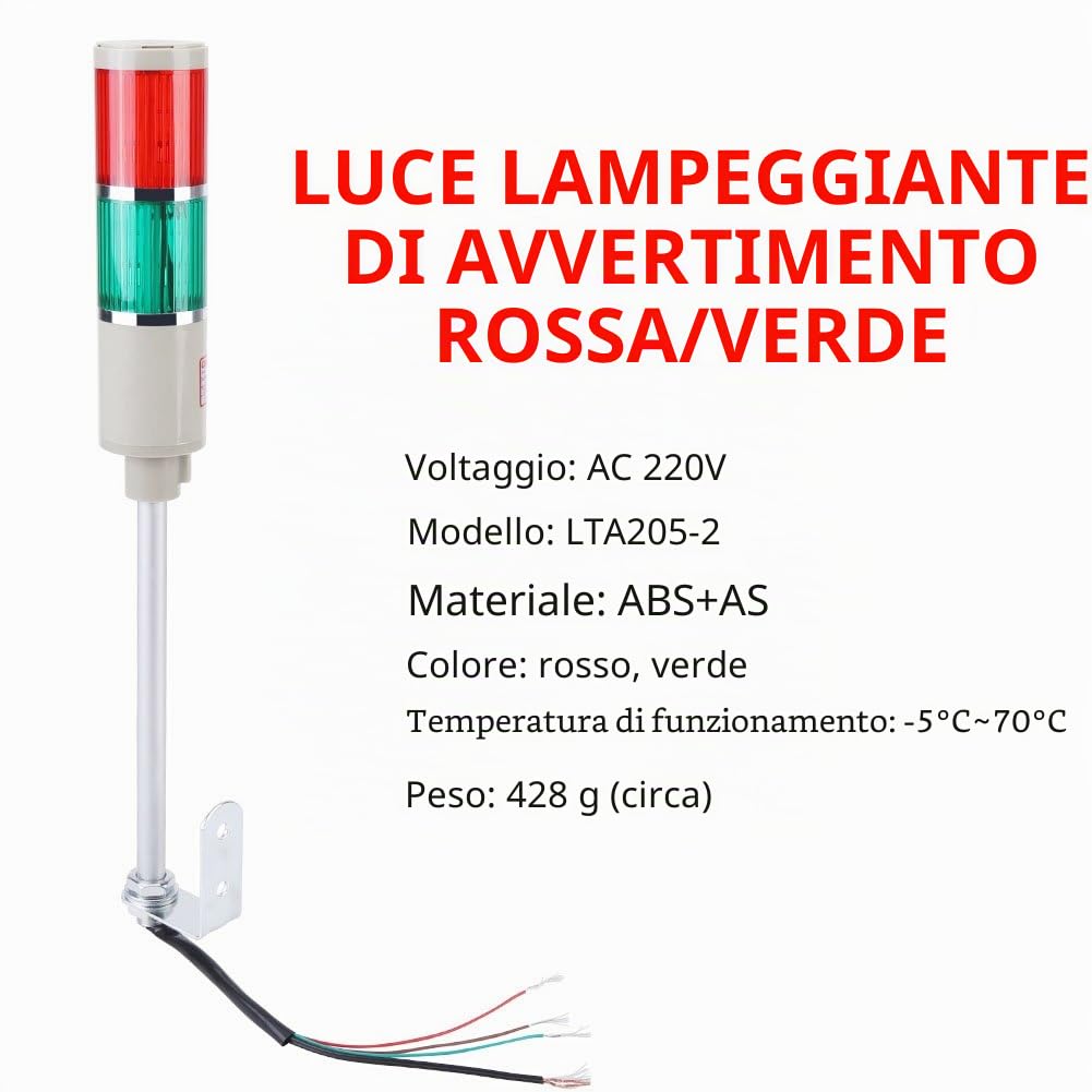 Rosso/Verde Attenzione Apparecchio di Emergenza Lampada per Faro di Segnalazione 220V