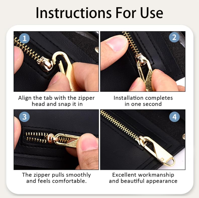 ZIBUYU® 10 Pack Metal Zipper Pulls for Repair & Replacement 2