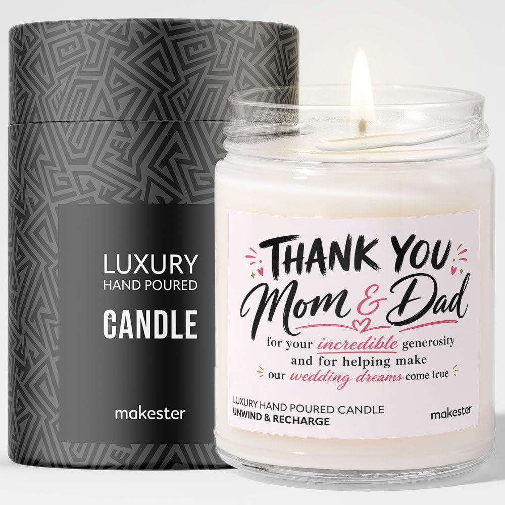 Gift for Parents At Wedding - Luxury Soy Wax Candle - Vanilla, Jasmine, Sugared Almond - Makester โ image 1
