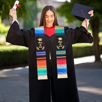 Mexican Graduation Sash, Mexican Graduation Stole Class of 2026 Latino Hispanic Serape Authentic Mexican Art Serape Stole