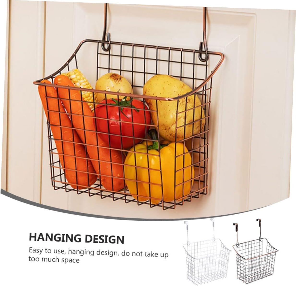 PRETYZOOM 2pcs Hanging Storage Baskets Wire Basket Wall Hanging Closet Storage Iron Home Organization Fruit