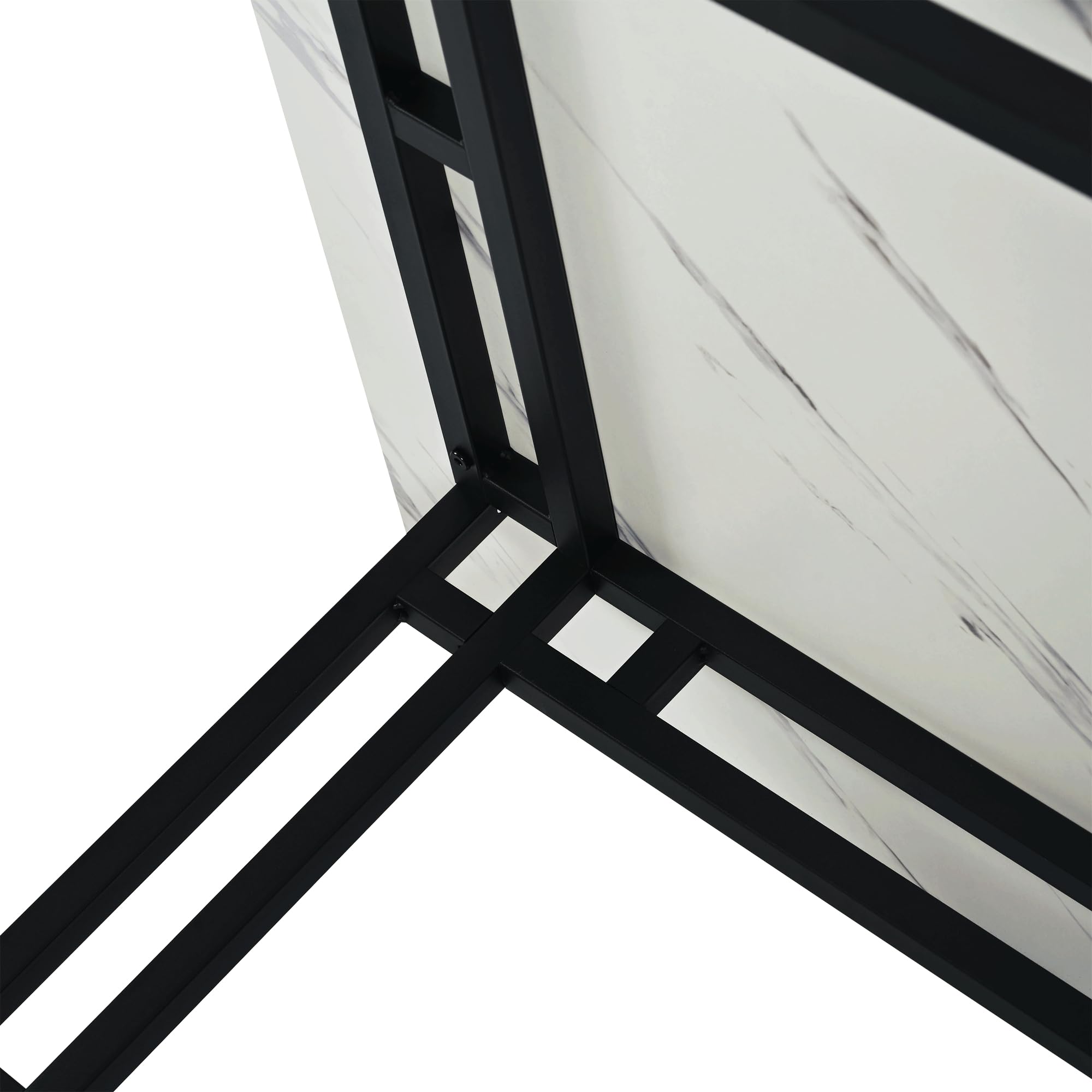 Luksusowy, lekki stół do jadalni, 140 x 80 cm, nowoczesny, prostokątny design, czarna metalowa rama, elegancki stół kuchenny z płyty MDF, do jadalni, salonu, idealny dla rodziny i gości