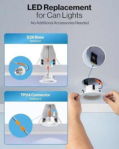 Miniatura 5 de Sunco Lighting Paquete de 24 luces LED para latas de 56 pulgadas, iluminación empotrada, borde suave, regulable, blanco frío de 4000 K, 13 W  75 W,