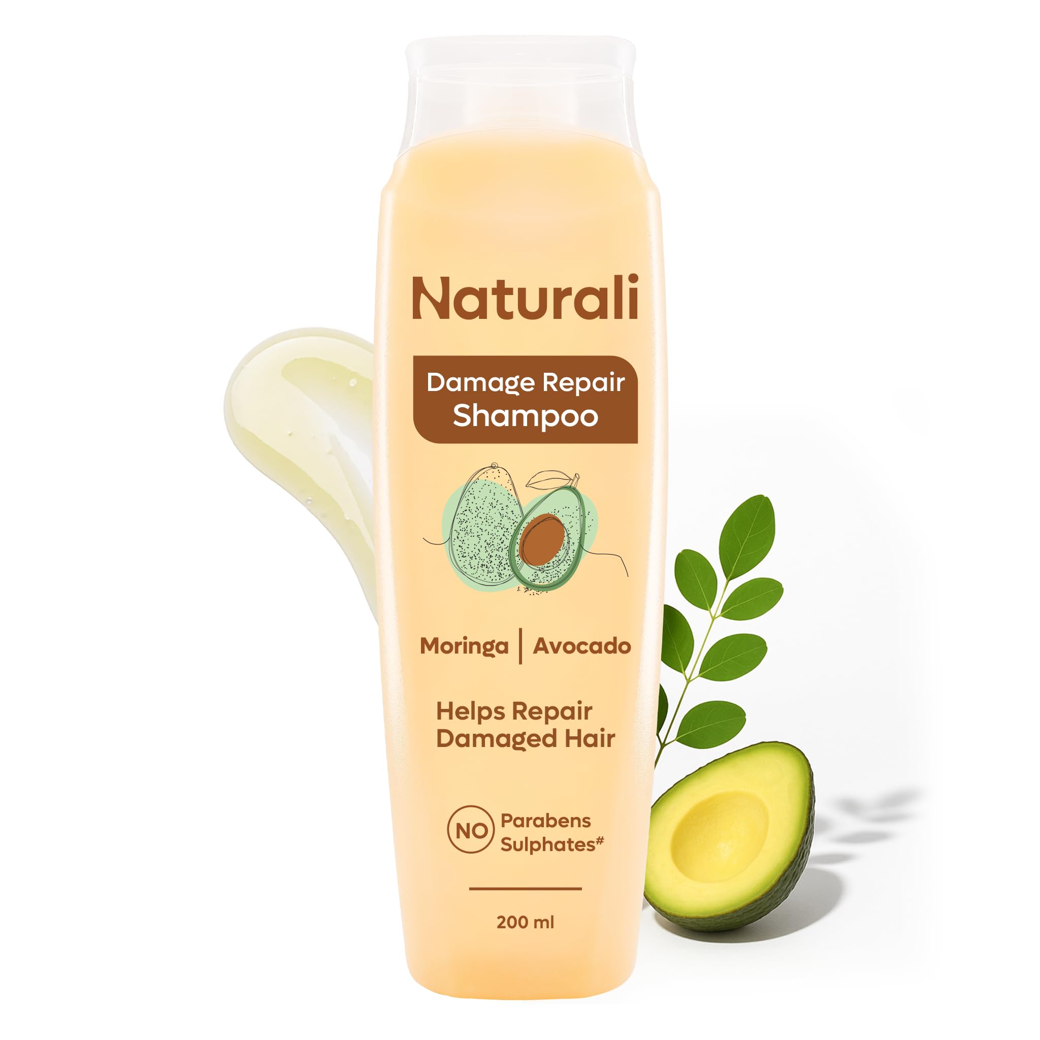Damage Repair Shampoo | Improves Damaged Hair In Just 4 Uses | With Avocado & Moringa Oil | Sulphate Free | For Women | Shampoo for Frizzy and Dry Hair | Paraben Free | 200 ml