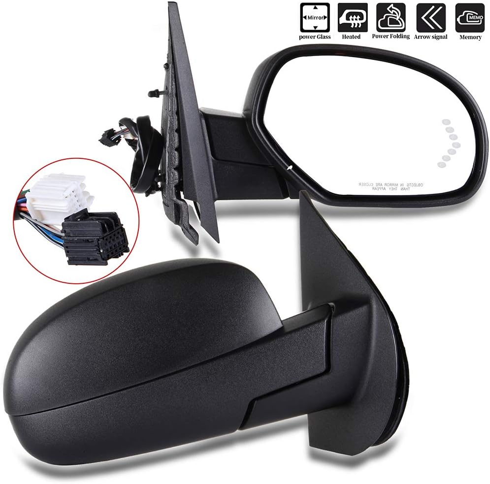 Aintier Side View Mirror Compatible with 2007-2013 For Chevy Silverado 1500 with Power Folding Heated Turn Signal Memory Puddle Lamp Right Passenger Side Replacement Mirror